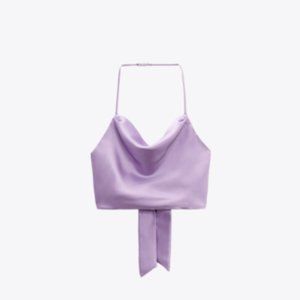 The cutest Zara Satin Cowl Neck Crop Top top. Worn once